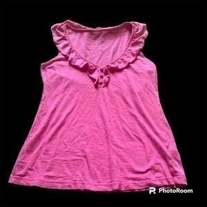 Pink coastal ruffle neckline Lilly Pulitzer shirt